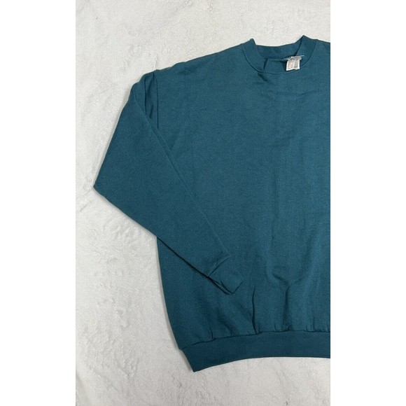 Vintage 90s Green Blank Sweatshirt Crewneck Faded Heavyweight Men’s Size Large - Picture 2 of 11